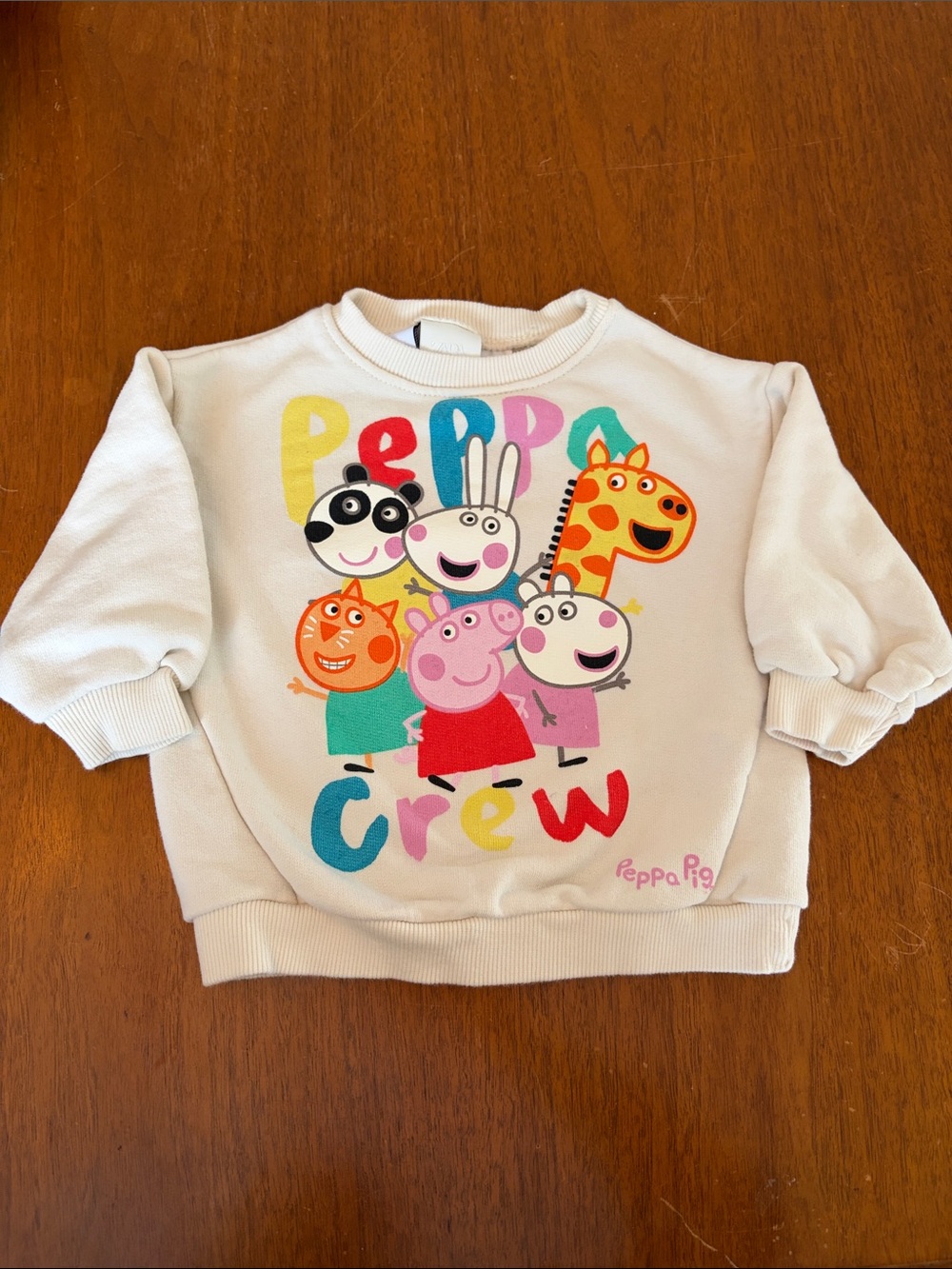 🫐3/$30 Zara Cream Peppa Pig Crew Graphic Sweatshirt size 1 1/2Y